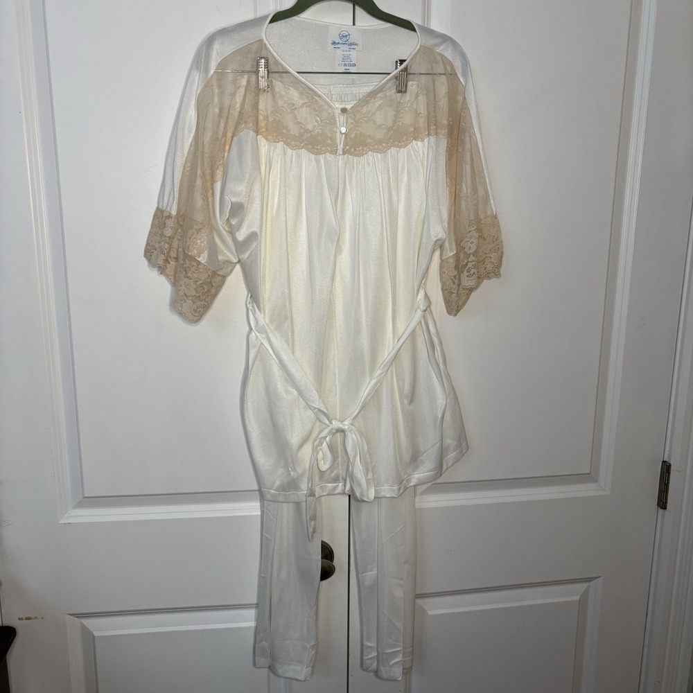 Vintage Undercover Wear Satin Pajama Set Loungewear Lace 80s 90s Off‎ White Glam